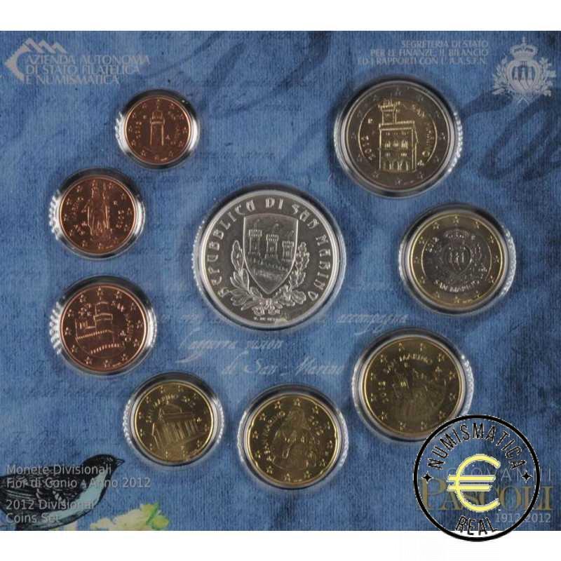 SAN MARINO 2012 CARTERA 9 VALORES KMS CALIDAD BU - DE 1 CENT A 2 EUROS + 5 EUROS DE PLATA "GIOVANNI PASCOLI" - EN CARTERA OFICIAL - EUROSET. - Imagen 2