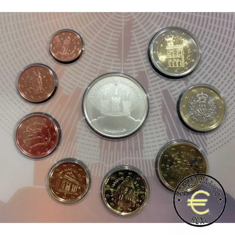 SAN MARINO 2015 CARTERA 9 VALORES KMS CALIDAD BU - DE 1 CENT A 2 EUROS + 5 EUROS DE PLATA "AÑO DE LA LUZ" - EN CARTERA OFICIAL - EUROSET. - Imagen 2