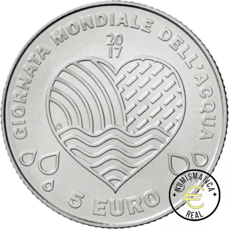 SAN MARINO 2017 CARTERA 9 VALORES KMS CALIDAD BU - DE 1 CENT A 2 EUROS + 5 EUROS DE PLATA "AÑO DEL AGUA" - EN CARTERA OFICIAL - EUROSET. - Imagen 2