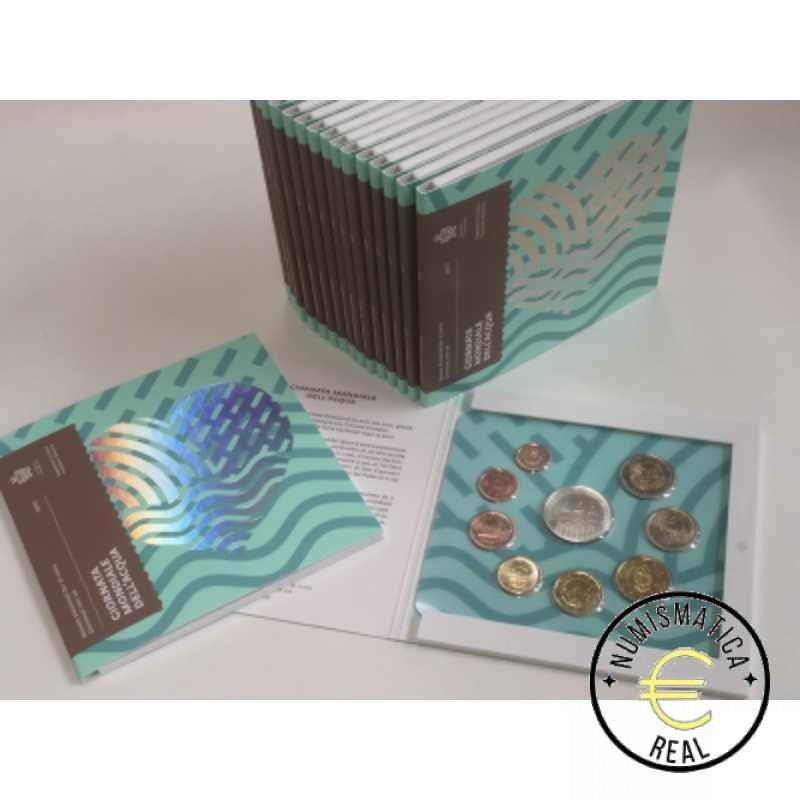 SAN MARINO 2017 CARTERA 9 VALORES KMS CALIDAD BU - DE 1 CENT A 2 EUROS + 5 EUROS DE PLATA "AÑO DEL AGUA" - EN CARTERA OFICIAL - EUROSET.