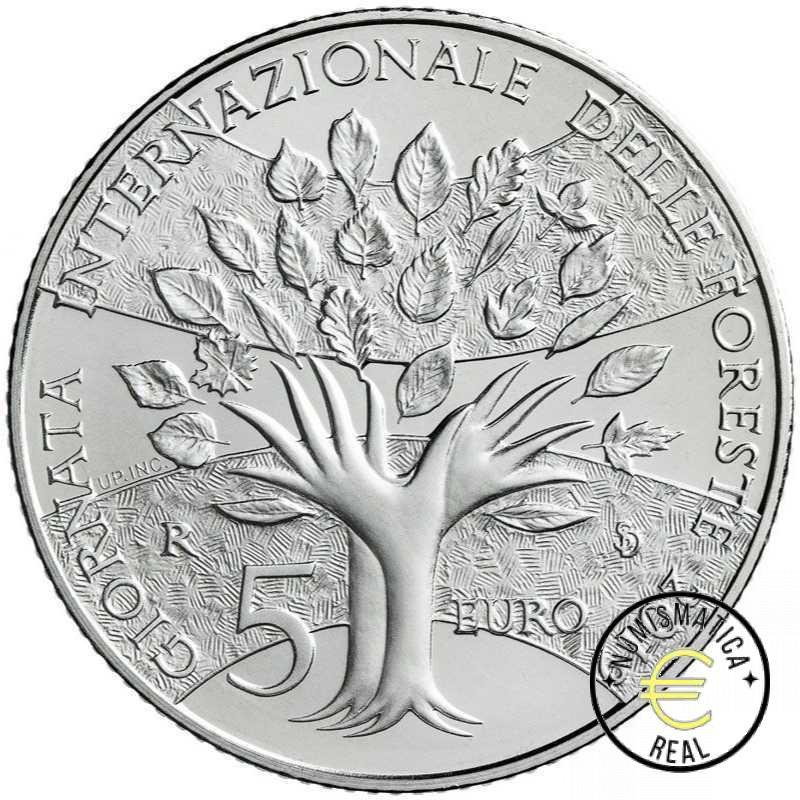 SAN MARINO 2019 CARTERA 9 VALORES KMS CALIDAD BU - DE 1 CENT A 2 EUROS + 5 EUROS DE PLATA "BOSQUE FORESTALES " - EN CARTERA OFICIAL - EUROSET. - Imagen 2