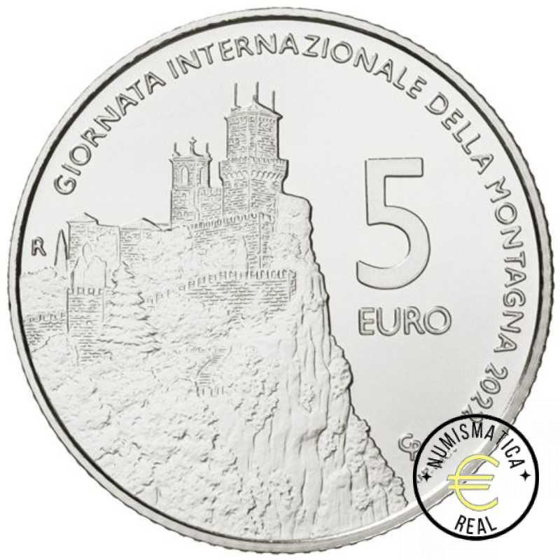 SAN MARINO 2022 CARTERA 9 VALORES KMS CALIDAD BU - DE 1 CENT A 2 EUROS + 5 EUROS DE PLATA "MONTAÑA " - EN CARTERA OFICIAL - EUROSET. - Imagen 2