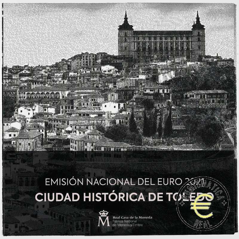 ESPAÑA 2021 9 VALORES - SERIE DE 1CENT A 2 EUROS 8 VALORES + 2 EUROS COM. "CIUDAD HISTORICA DE TOLEDO "- CARTERA BU - EUROSET. - Imagen 2