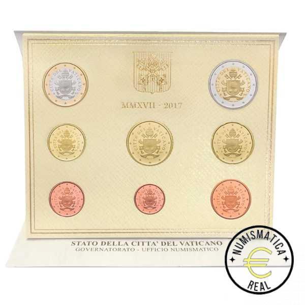 VATICANO 2017 CARTERA 8 VALORES KMS CALIDAD BU - ESCUDO DE FRANCISCO I - EN CARTERA OFICIAL - EUROSET. - Imagen 2