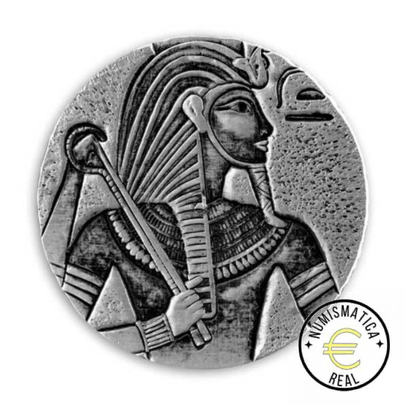 CHAD 2016 3000 FRANCOS - 5 Oz DE PLATA "ERS KING TUT" TSCHAD EGIPTO, ACABADO ANTIGUO. - Imagen 2