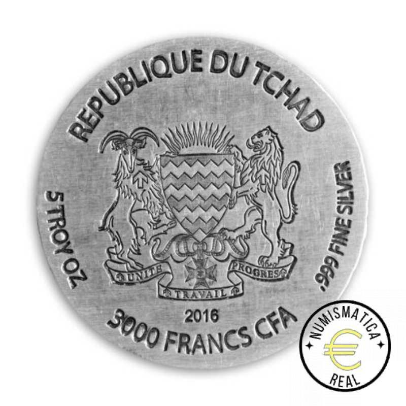 CHAD 2016 3000 FRANCOS - 5 Oz DE PLATA "ERS KING TUT" TSCHAD EGIPTO, ACABADO ANTIGUO. - Imagen 3
