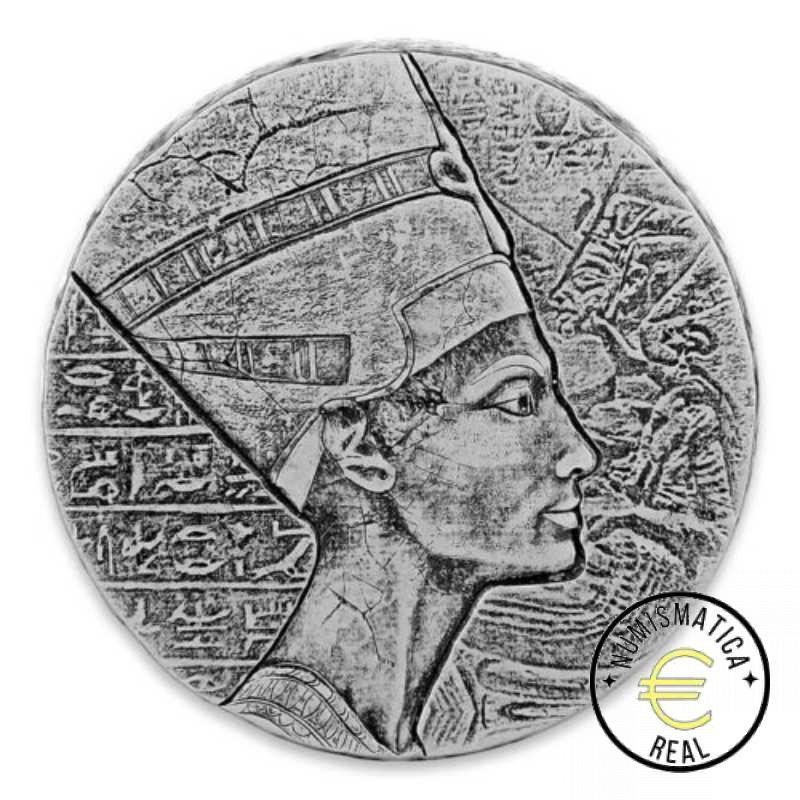 CHAD 2017 3000 FRANCOS - 5 Oz DE PLATA "NERFETITI" ERS TSCHAD EGIPTO, ACABADO ANTIGUO.