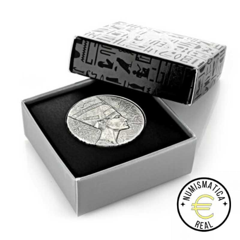 CHAD 2017 3000 FRANCOS - 5 Oz DE PLATA "NERFETITI" ERS TSCHAD EGIPTO, ACABADO ANTIGUO. - Imagen 3