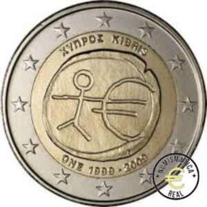 CHIPRE 2009 2 EUROS CONMEMORATIVA UNC - 10 AÑOS DEL EURO - EMU - S/C.
