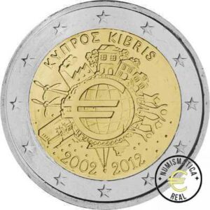 CHIPRE 2012 2 EUROS CONMEMORATIVA UNC - 10 ANIV. DE LA UNION EUROPEA - TYE - S/C.
