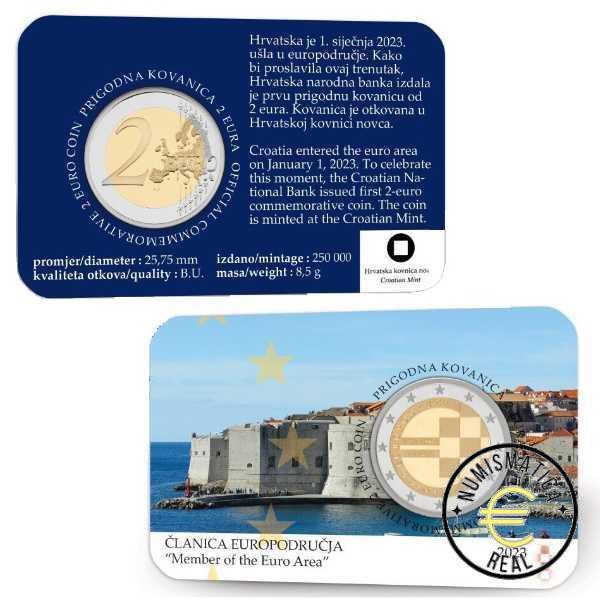 CROACIA 2023 2 EUROS CONMEMORATIVA UNC - LA INTRODUCCIÓN DEL EURO (EN COINCARD) - S/C.
