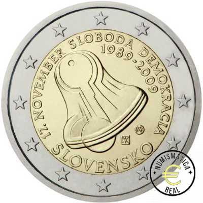 ESLOVAQUIA 2009 2 EUROS CONMEMORATIVA UNC - 20 ANIV. DIA DE LA LUCHA POR LA LIBERTAD - S/C.