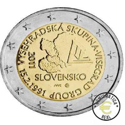 ESLOVAQUIA 2011 2 EUROS CONMEMORATIVA UNC -20 ANI. ACUERDO VISEGRADO - S/C.