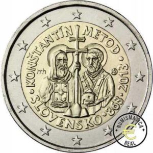 ESLOVAQUIA 2013 2 EUROS CONMEMORATIVA UNC -CONTASTINO Y METODIO - S/C.