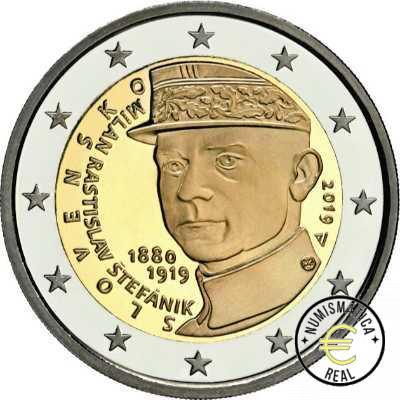 ESLOVAQUIA 2019 2 EUROS CONMEMORATIVA UNC -100 ANIVERSARIO DE MILAN RASTISLAV STEFANIK - S/C.