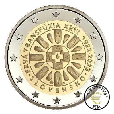 ESLOVAQUIA 2023 2 EUROS CONMEMORATIVA UNC "100º ANV. PRIMERA TRASFUSION DE SANGRE" S/C.