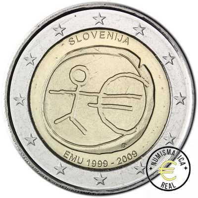 ESLOVENIA 2009 2 EUROS CONMEMORATIVA UNC -10 ANIV. DE LA UNION EUROPEA - EMU - S/C.
