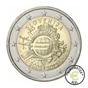 ESLOVENIA 2012 2 EUROS CONMEMORATIVA UNC - 10 ANIV. DE LA UNION EUROPEA - TYE - S/C.