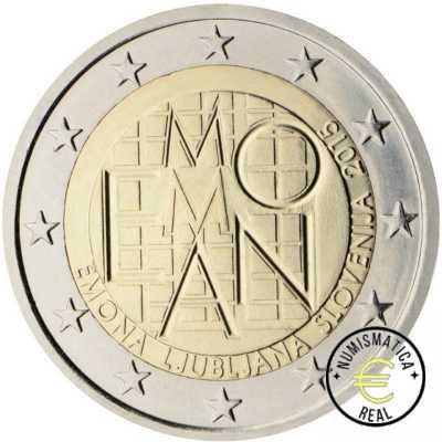 ESLOVENIA 2015 2 EUROS CONMEMORATIVA UNC - 2000 AÑOS DEL ASENTAMIENTO ROMANO DE EMONA - S/C.