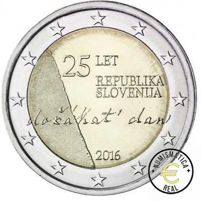 ESLOVENIA 2016 2 EUROS CONMEMORATIVA UNC -25 ANIV. DE LA INDEPENDECIA DE ESLOVENIA - S/C.