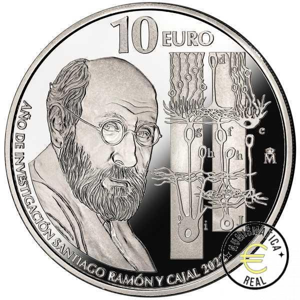 ESPAÑA 2022 10 EUROS PROOF - 8 REALES - AÑO DE INVESTIGACION "SANTIAGO RAMON Y CAJAR" BE EN COLOR - PP. - Imagen 2