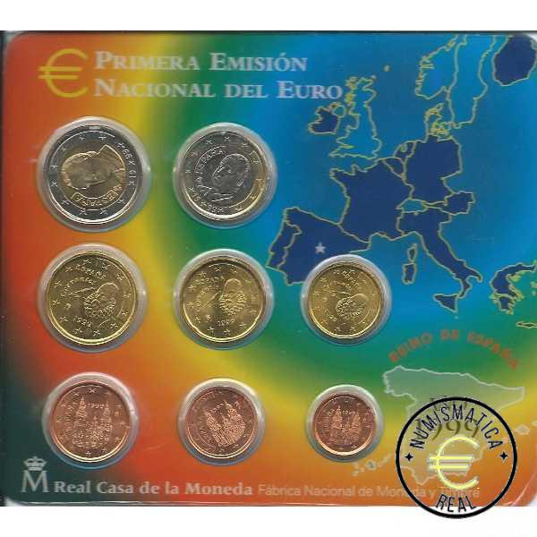 ESPAÑA 1999 8 VALORES - SERIE DE 1CENT A 2 EUROS - CARTERA BU - EUROSET.