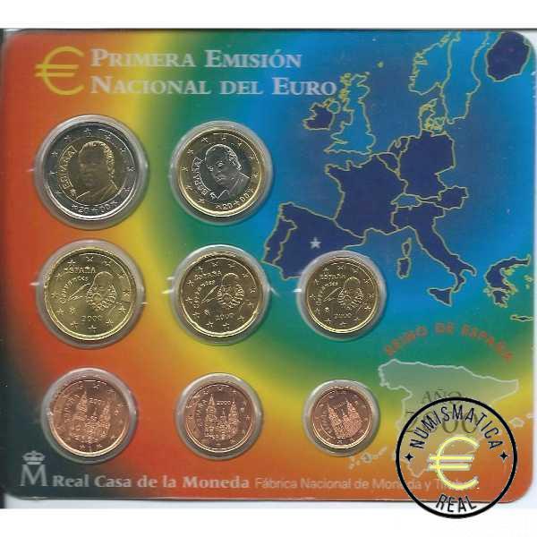 ESPAÑA 2000 8 VALORES - SERIE DE 1CENT A 2 EUROS - CARTERA BU - EUROSET.