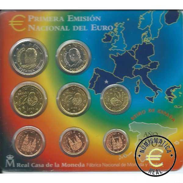 ESPAÑA 2002 8 VALORES - SERIE DE 1CENT A 2 EUROS - CARTERA BU - EUROSET.