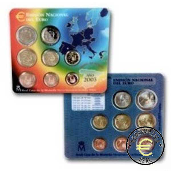 ESPAÑA 2003 8 VALORES - SERIE DE 1CENT A 2 EUROS - CARTERA BU - EUROSET.