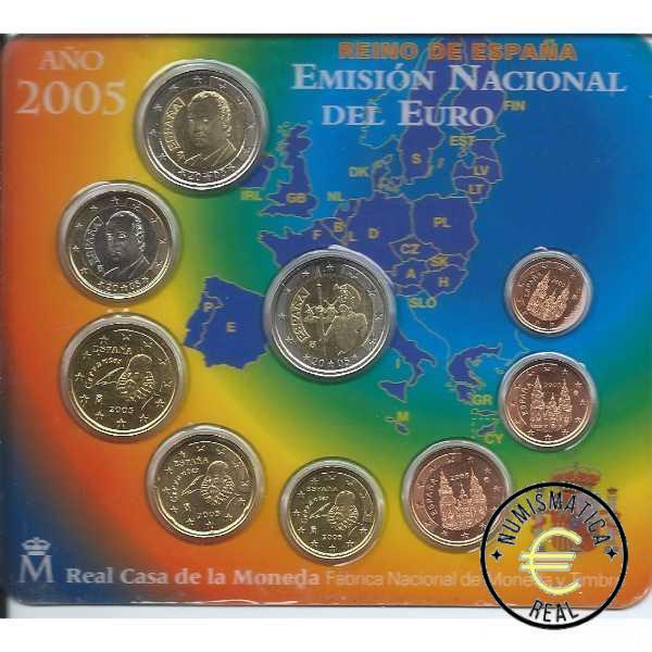 ESPAÑA 2005 9 VALORES - SERIE DE 1CENT A 2 EUROS 8 VALORES + 2 EUROS COM. "DON QUIJOTE"- CARTERA BU - EUROSET.