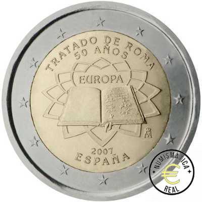 ESPAÑA 2007 2 EUROS CONMEMORATIVA UNC -TRARADO DE ROMA - S/C.