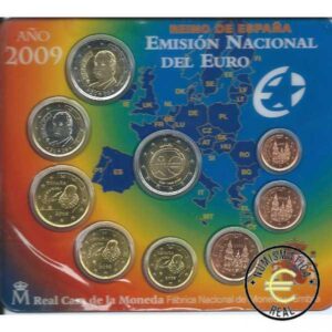ESPAÑA 2009 9 VALORES - SERIE DE 1CENT A 2 EUROS 8 VALORES + 2 EUROS COM. "10 AÑOS DEL EUROS" EMU - CARTERA BU - EUROSET.