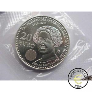 ESPAÑA 2011 20 EUROS DE PLATA CENTENARIO AÑO DE LA MUJER - "CALA CAMPOAMOR" UNC. EN BOLSITA ORIGINAL.