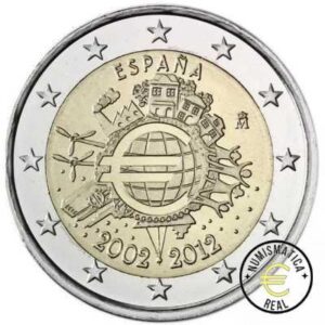 ESPAÑA 2012 2 EUROS CONMEMORATIVA UNC - 10 ANIV. DE LA UNION EUROPEA - TYE - S/C.