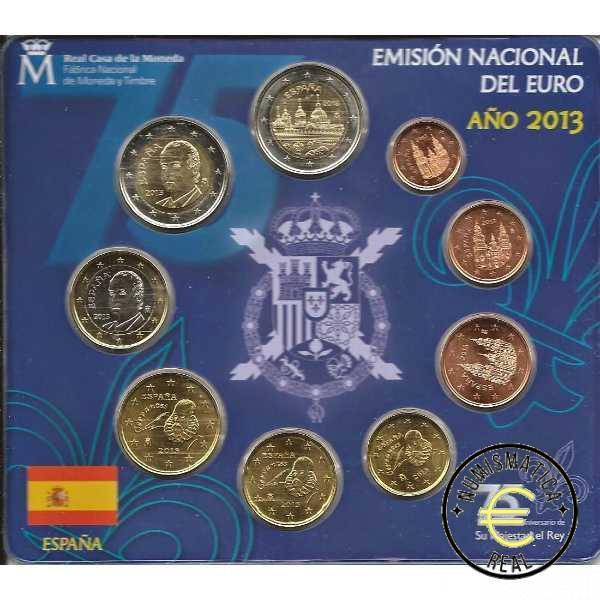 ESPAÑA 2013 9 VALORES - SERIE DE 1CENT A 2 EUROS 8 VALORES + 2 EUROS COM. "MONASTERIO DEL ESCORIAL"- CARTERA BU - EUROSET.