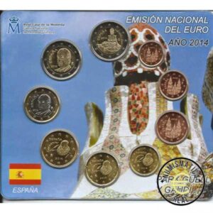 ESPAÑA 2014 9 VALORES - SERIE DE 1CENT A 2 EUROS 8 VALORES + 2 EUROS COM. "PARK GÜELL "- CARTERA BU - EUROSET.