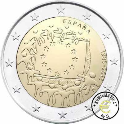 ESPAÑA 2015 2 EUROS CONMEMORATIVA UNC - 30 ANIV. DE LA BANDERA EUROPEA - S/C.
