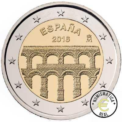 ESPAÑA 2016 2 EUROS CARPETA F.N.M.T + CORREOS - PATRIMONIO UNESCO "ACUEDUCTO DE SEGOVIA" + SELLO - CARTERA OFICIAL. - Imagen 5