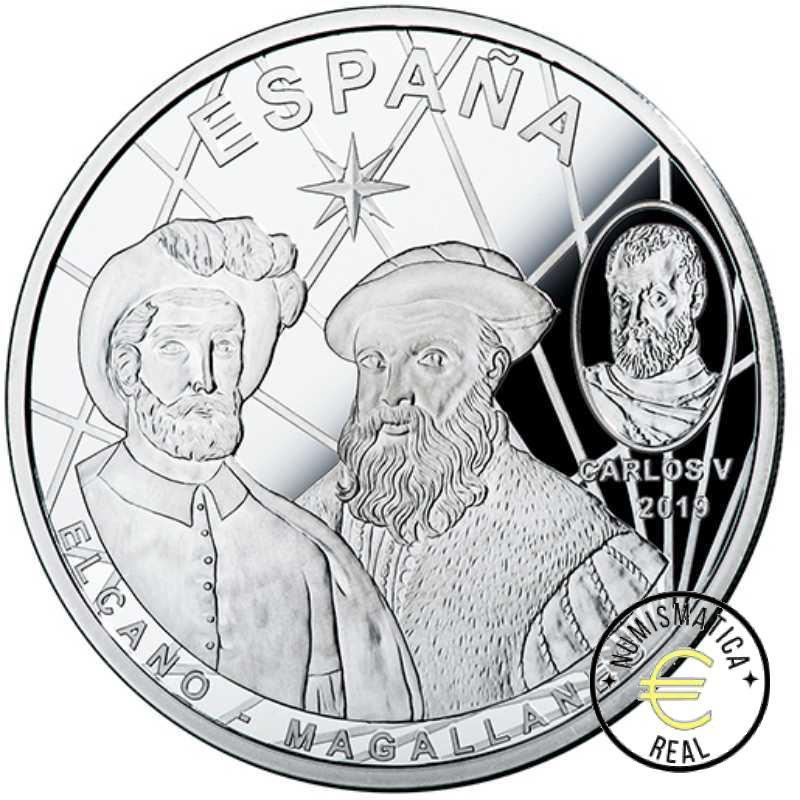 ESPAÑA 2019 10 EUROS PROOF - 8 REALES "V CENTENARIO DE LA PRIMERA VUELTA AL MUNDO 3º MONEDA - ELCANO, SALIDA" BE - PP. - Imagen 2