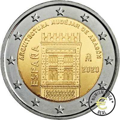 ESPAÑA 2020 8 VALORES + CONMEMORATIVAS 2 EUROS PROOF - TOTAL 9 MONEDAS "ARQUITECTURA MUDEJAR DE ARAGON" BE - EUROSET PP. - Imagen 2