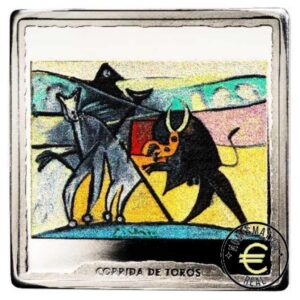 ESPAÑA 2023 10 EUROS PROOF - ONZA MONEDA DE PLATA COLOR "50° ANIVERSARIO DE PABLO PICASSO - CORRIDA DE TOROS" BE - PP.