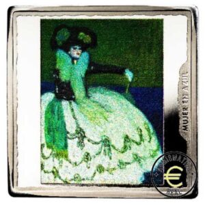 ESPAÑA 2023 10 EUROS PROOF - ONZA MONEDA DE PLATA COLOR "50° ANIVERSARIO DE PABLO PICASSO - MUJER EN AZUL" BE - PP.