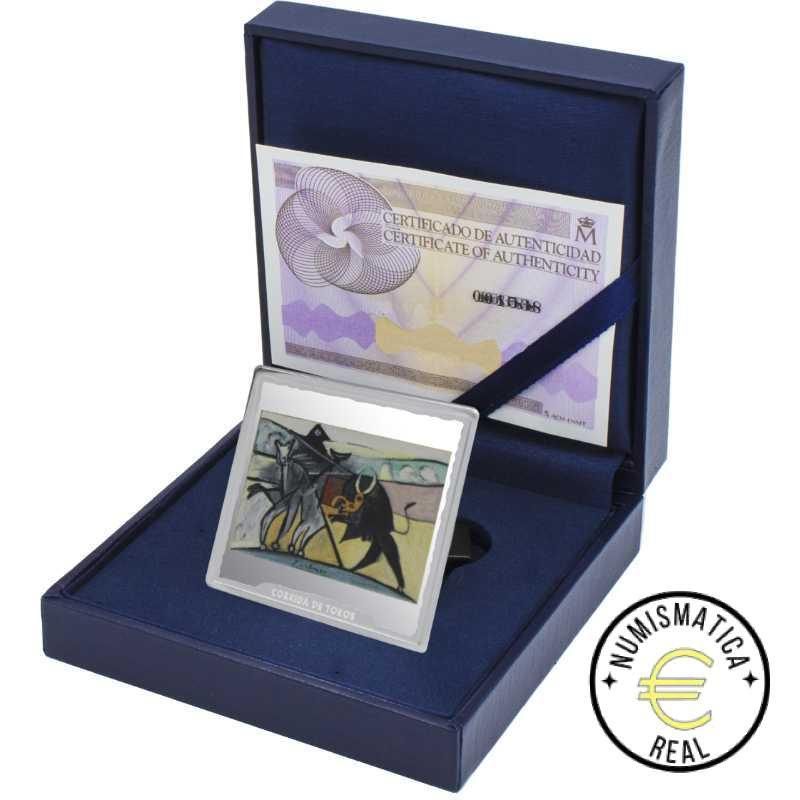ESPAÑA 2023 10 EUROS PROOF - ONZA MONEDA DE PLATA COLOR "50° ANIVERSARIO DE PABLO PICASSO - CORRIDA DE TOROS" BE - PP. - Imagen 3