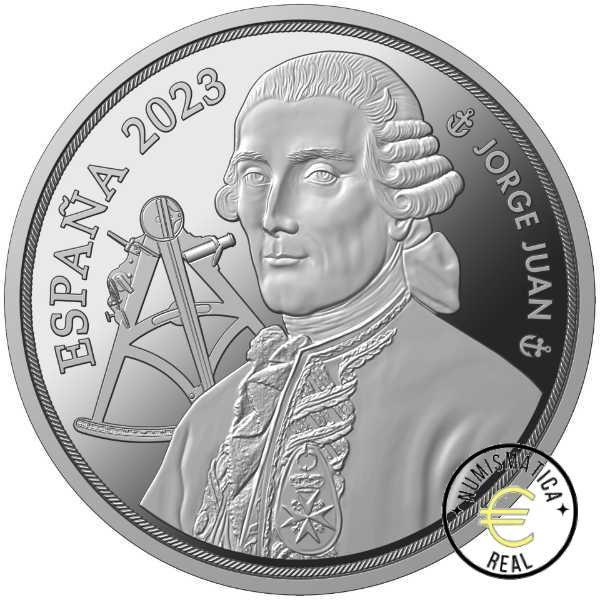 ESPAÑA 2023 10 EUROS PROOF – "250º ANIVERSARIO DE JORGE JUAN Y SANTACILIA” BE – PP.