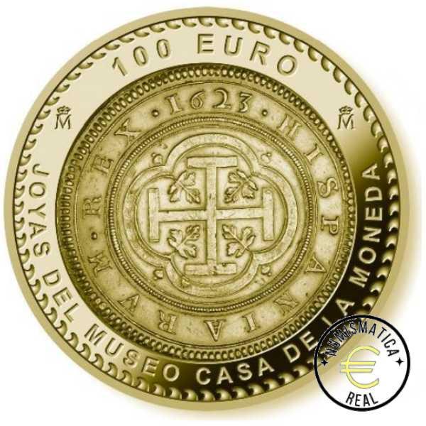 ESPAÑA 2023 100 EUROS PROOF - CINCUENTIN "SERIE JOYAS DEL MUSEO DE LA CASA DE LA MONEDA – CUARTO CENTENARIO CENTEN" BE -PLATA BAÑO EN ORO PP + 5,4 Oz . - Imagen 2