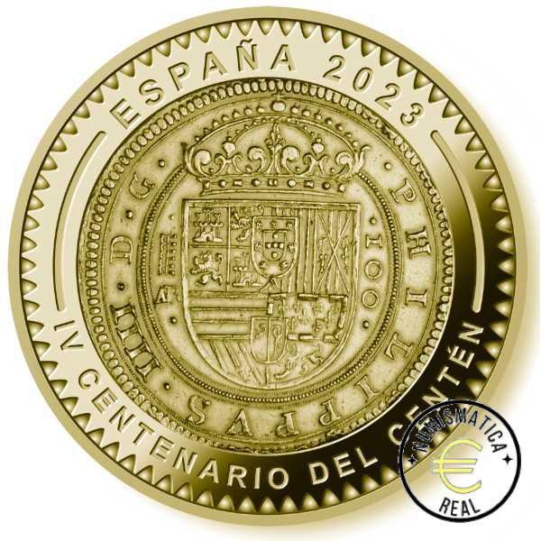 ESPAÑA 2023 100 EUROS PROOF - CINCUENTIN "SERIE JOYAS DEL MUSEO DE LA CASA DE LA MONEDA – CUARTO CENTENARIO CENTEN" BE -PLATA BAÑO EN ORO PP + 5,4 Oz .