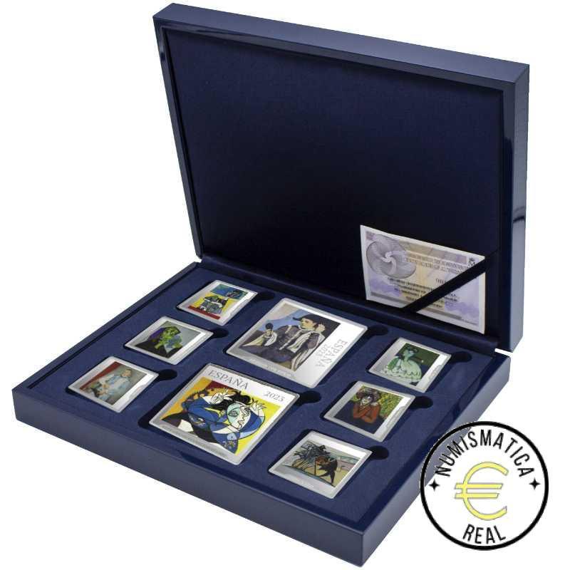 ESPAÑA 2023 6x ONZAS 10 EUROS + 2x 50 EUROS ESTUHE PROOF - MONEDA DE PLATA COLOR "50º ANV. PABLO PICASSO" CUADRO BE - PP.