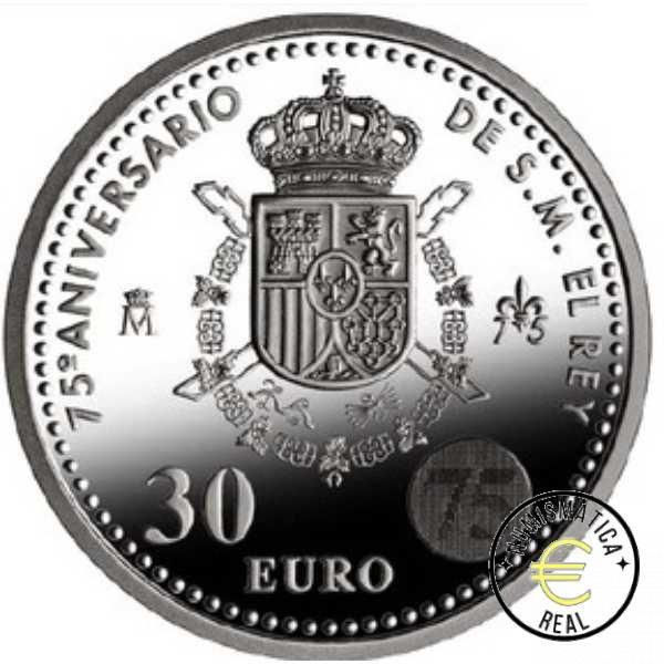 ESPAÑA 2013 30 EUROS DE PLATA - 75 ANV. DE SU MAJESTAD EL REY "JUAN CARLOS I" UNC.