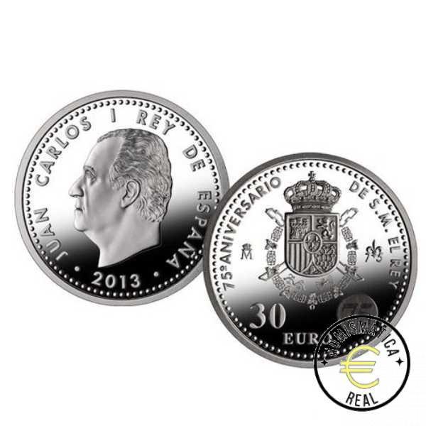 ESPAÑA 2013 30 EUROS DE PLATA - 75 ANV. DE SU MAJESTAD EL REY "JUAN CARLOS I" UNC. - Imagen 2
