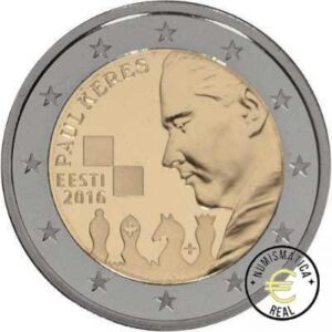 ESTONIA 2016 2 EUROS CONMEMORATIVA UNC - CENTENARIO NACIMIENTO DE PAUL KERES - S/C.